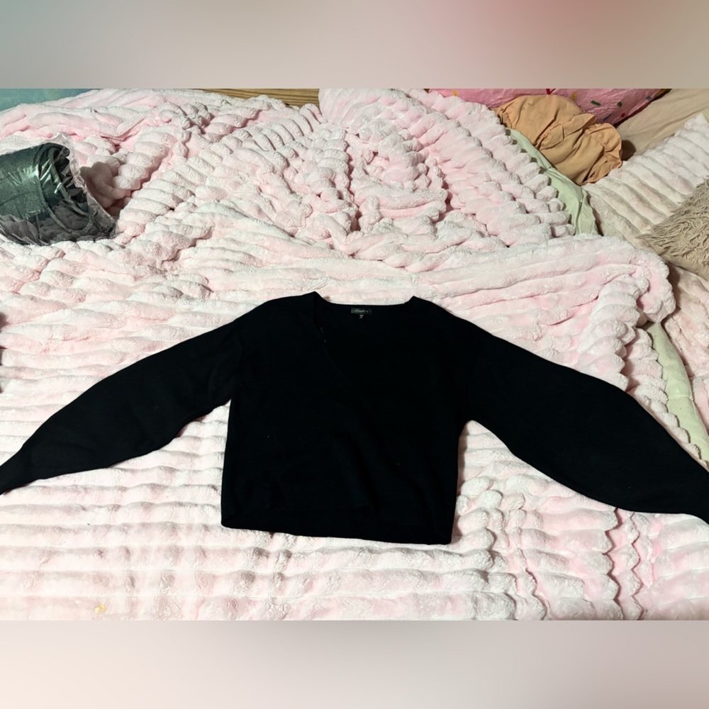 Dynamite Black V-Neck Sweater balloon sleeve xs - Picture 9 of 12